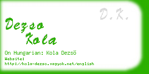 dezso kola business card